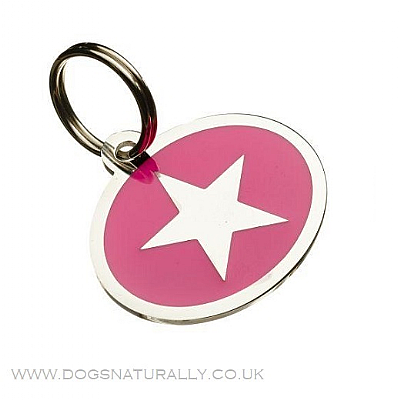 Pink Star Dog Tag (Oval)
